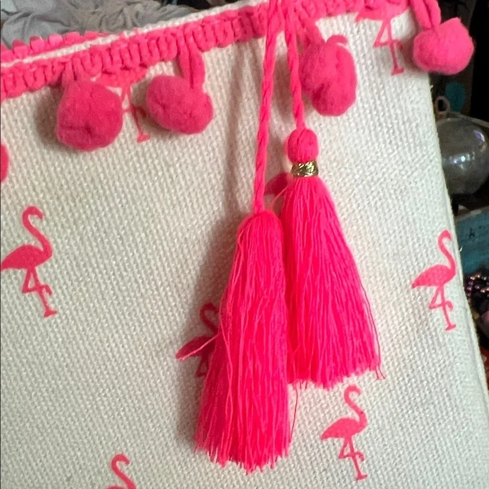 Flamingo Print clutch & luggage tag  Set - Pink